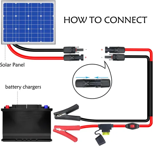 Miniatura 6 de Cable de extensión de cocodrilo de cocodrilo de batería de 14 AWG a conector solar, adaptador solar a clips de cocodrilo, cable de carga