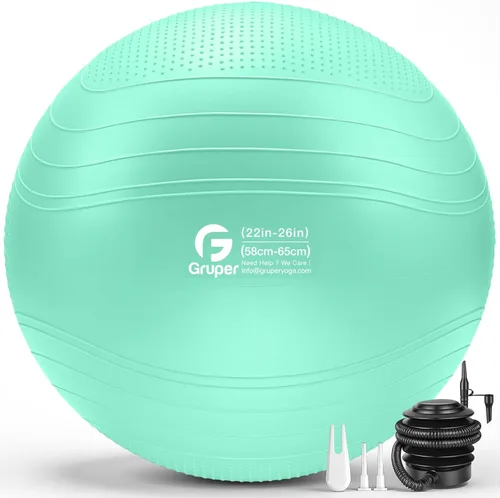 Miniatura 11 de Gruper Pelota de yoga, pelota de ejercicio antideslizante extra gruesa para entrenamiento, yoga, embarazo, 4 tamaños de silla anti estallido