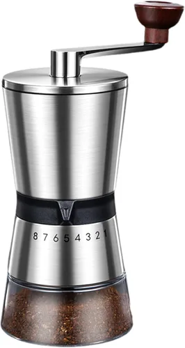 Miniatura 8 de Molinillo manual de café con rebaba de cerámica y 6 ajustes de grosor para granos de espresso, prensa francesa, café por goteo y café de filtro