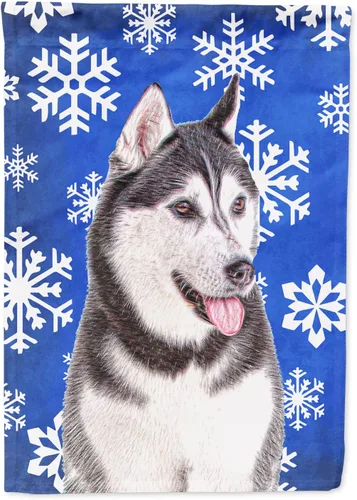 Miniatura 9 de Caroline's Treasures SC9374GF Bulldog English Snow flakes Holiday Garden Flag Buzón Bandera decorativa para patio exterior, patio, obras de arte