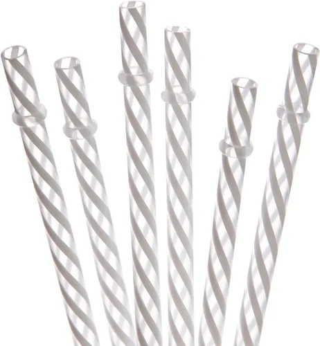 Dakoufish Focos de plástico reutilizables y gruesos, de plástico, 12 piezas de 9 pulgadas, sin BPA, pajillas Mason Jar transparentes, a rayas, 6