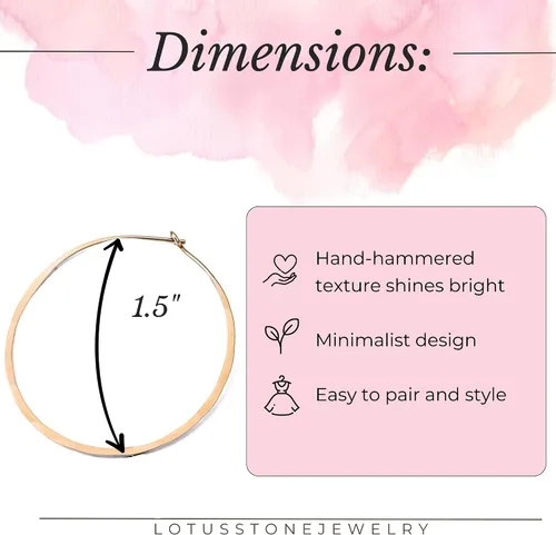 Miniatura 141 de Aretes de aro finos martillados, elegantes plata esterlina geométrica sólida, relleno de oro y relleno de oro rosa; para mujer por Lotus Stone