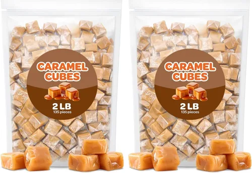 Miniatura 8 de Caramel Cubes Candy - Paquete a granel de 5 libras - Caramelos envueltos individualmente para buffets de dulces, repostería, bolsas de regalo
