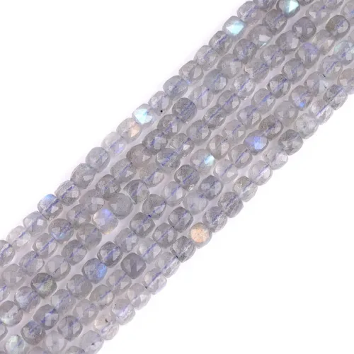 Miniatura 20 de GEM-Inside - Cuentas espaciadoras pequeñas de 0.098 in de espinela negra natural, cuentas espaciadoras en forma de cubo facetado, cuentas para hacer