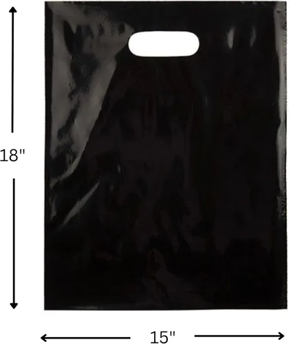 Miniatura 2 de ClearBags 100 bolsas negras con asa de 15 x 18 pulgadas, extra gruesas de 2.25 mil, bolsas de regalo de plástico para compras al por menor