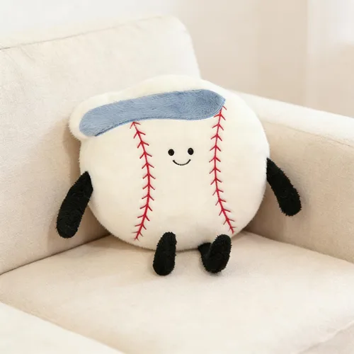 Miniatura 2 de Linda Almohada de Béisbol Suave Animal de Peluche de Béisbol Almohadas Deportivas, 17.7" Regalos de Juguete de Peluche Únicos para Adolescentes