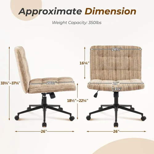 Miniatura 2 de Furnimart Silla de escritorio giratoria de 360° con cruz cruzada, cojín extra grueso, silla de felpilla de alta calidad con patas cruzadas