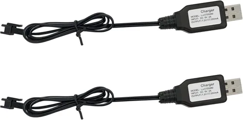 Miniatura 2 de SM2P Cargador para batería Ni-Cd Ni-Mh de 7.2 V Huina 1550 15 canales RC Excavadora RC Cars Toy Toy Cable de carga USB, paquete de 2