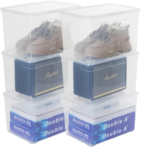 Miniatura 10 de novelinks Caja de almacenamiento transparente de 6 cuartos de galón, apilable, de plástico, con tapas, caja de plástico para clasificar, paquete