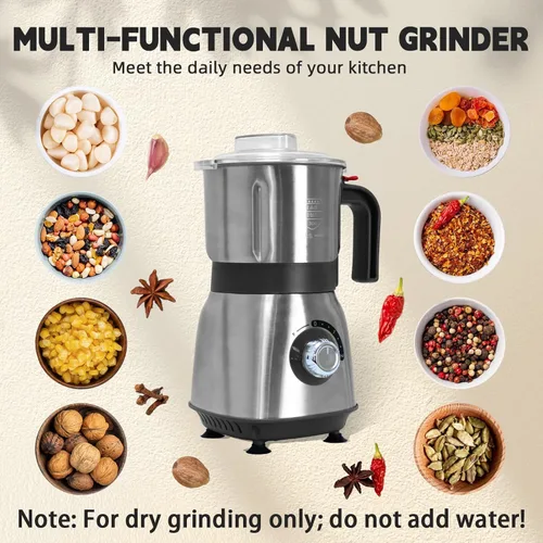 Miniatura 2 de Molinillo de especias eléctrico, molinillo de hierbas y nueces para la cocina, molinillos de espresso desmontables con cuchillas de acero Negro