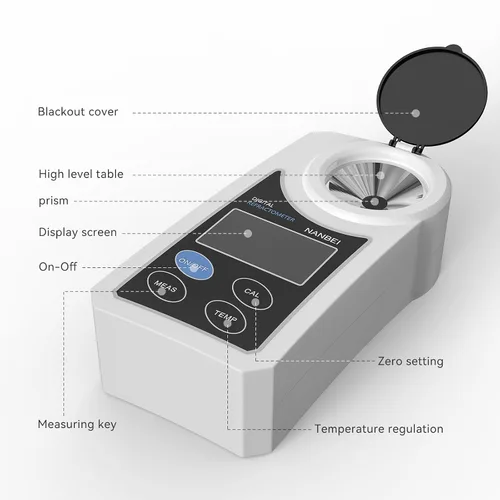 Miniatura 8 de 0-55% Refractómetro digital brix con ATC, refractómetro portátil, ± 0.5 Precisión, índice refractivo/conversión de modo de operación de contenido