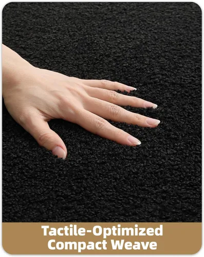 Miniatura 3 de Color&Geometry Tapetes de baño pequeños para baño, antideslizantes, de 16 x 24 pulgadas, color negro, absorbentes, suaves, lavables, alfombra