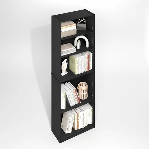 Miniatura 28 de Furinno GEHRY - Estantería para libros, 5 niveles, con estantes ajustables, 11.6 x 24.8 x 71.4 pulgadas, para oficina en casa, sala de estar, roble