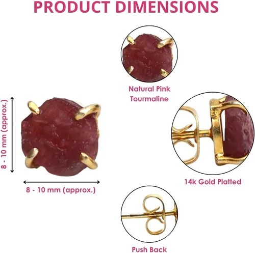 Miniatura 51 de Gempires Natural Raw Prong Setting Stud Earrings, 8-10 mm Crystals Earring, Handmade Jewelry, Gift for Her