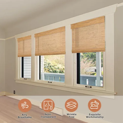 Miniatura 3 de Persianas Romanas de Bambú Inalámbricas, Persianas para Ventanas, Persianas de Madera Tejida Personalizadas para Ventanas Interiores, Puertas