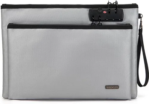 Miniatura 10 de Bolsa de dinero ignífuga con cerradura, bolsa de efectivo de doble capa BankBag para efectivo, bolsa de almacenamiento valiosa, caja fuerte ignífuga