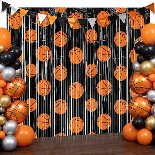 Miniatura 24 de Paquete de 4 cortinas de flecos de papel de aluminio negro, fondo de oropel metálico con purpurina para cumpleaños, bodas, despedidas de soltera