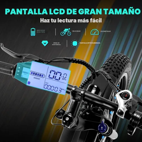 Miniatura 4 de Bicicleta eléctrica de 26" con neumáticos anchos para adultos, 40.2 km/h de velocidad máxima, 750 W, 48 V, batería extraíble de 10.4/13 Ah