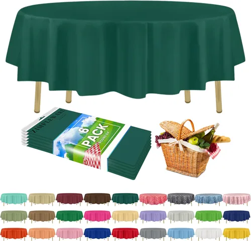 Miniatura 74 de Zimpleware - Mantel redondo de plástico para fiestas de 213 cm (84 pulgadas) de diámetro (paquete de 1, 6 y 12 unidades)