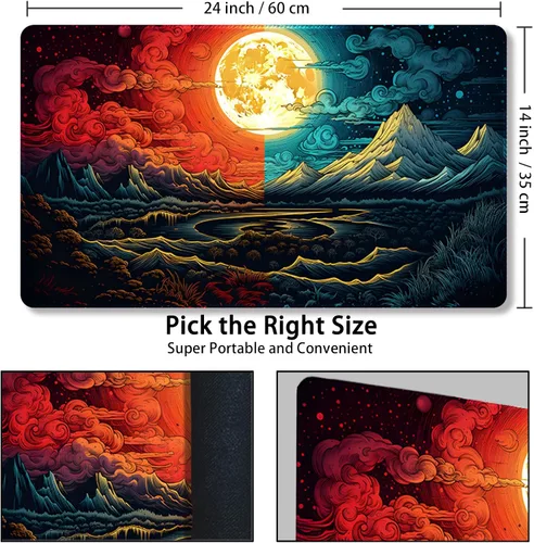 Miniatura 3 de Tapete de juego para MTG con bolsas de almacenamiento gratis, tapete de juego de 24 x 14 pulgadas TCG y alfombrillas de juego de mesa para tarjetas