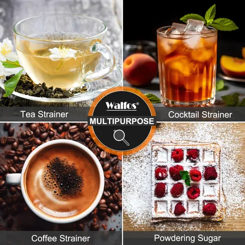 Miniatura 2 de Walfos Pequeño colador de té de malla fina, mini tamiz de acero inoxidable con asa, coladores de metal de cocina de 2.7 pulgadas para té, jugos