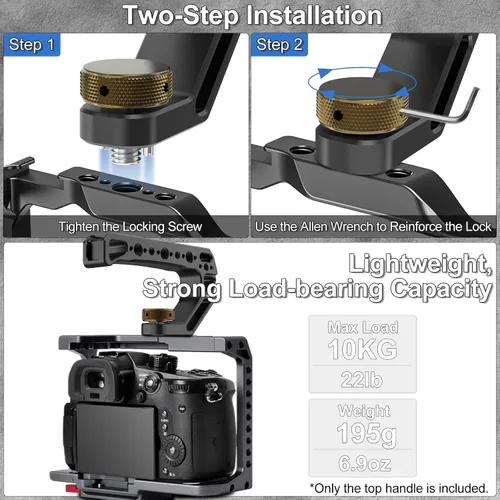Miniatura 6 de Mango superior para cámara con pasadores de localización de 3/8"-16 para ARRI Grip para jaula de cámara, mango superior universal con 5 adaptadores