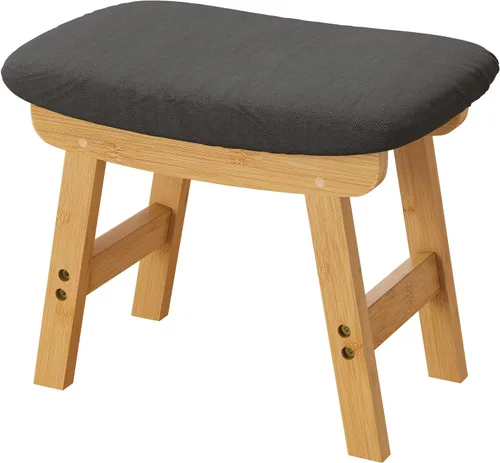 Miniatura 15 de viewcare Reposapiés otomano pequeño, taburete negro - Taburete de pie de madera para sala de estar, dormitorio y cocina