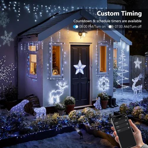 Miniatura 8 de Brizled - Luces inteligentes para árbol de Navidad, 20 metros / 66 pies, 200 luces LED que cambian de color, control por aplicación y voz, Rojo