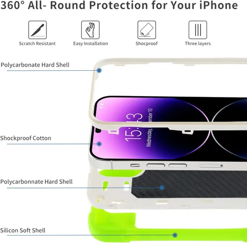 Miniatura 3 de MARKILL Funda compatible con iPhone 14 Pro de 6.1 pulgadas con soporte de anillo integrado, protección contra caídas de grado militar, carcasa