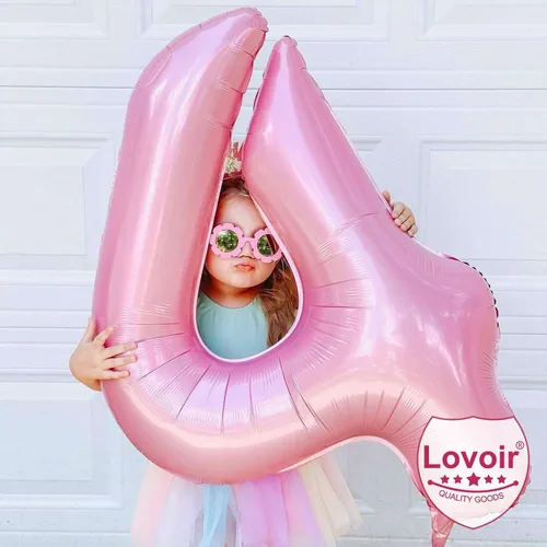 Miniatura 3 de Globos de 40 pulgadas color rosa bebé número 0 de gran tamaño jumbo de papel de aluminio Mylar para helio rosa claro para niñas, suministros