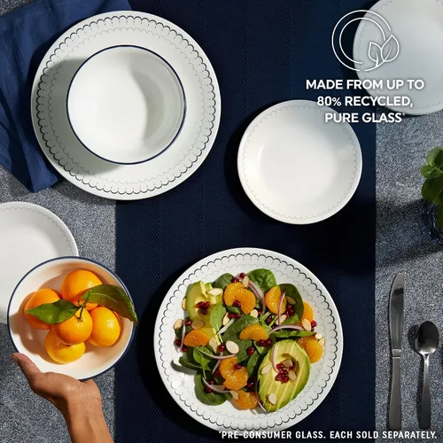 Miniatura 6 de Corelle - Platos de mesa de Vitrelle grandes, redondos, livianos, con triple capa de vidrio, no se astillan ni se rayan, aptos para microondas
