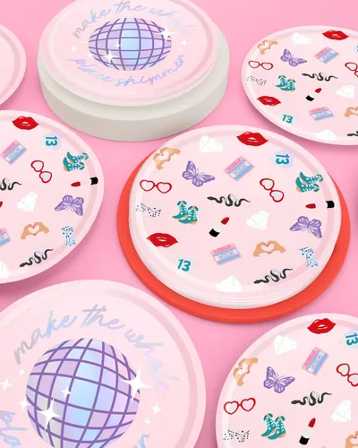 Miniatura 7 de xo, Fetti Platos de papel para fiesta, 24 piezas, 9 pulgadas, vajilla para fiesta de concierto, decoraciones de despedida de soltera, vajilla