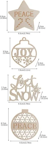 Miniatura 7 de EXCEART 4 colgantes de madera decorativos ahuecados para Navidad, decoración de pared para fiestas en el hogar, manualidades y decoración única
