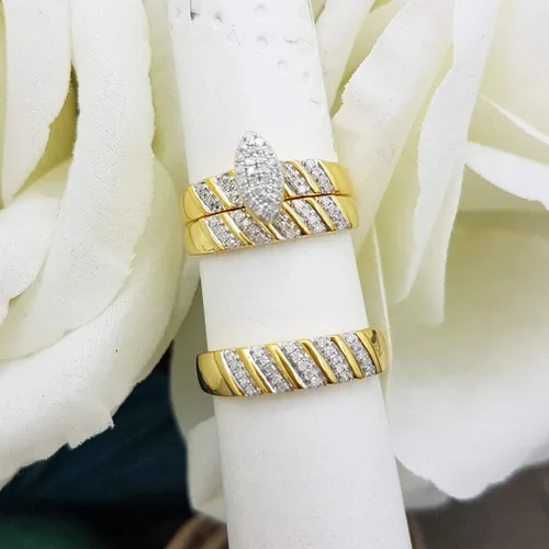 Miniatura 5 de Dazzlingrock Collection Anillo de compromiso de 0.35 quilates (ctw) con diamantes blancos redondos para hombre y mujer, conjunto de trío de 13 CT