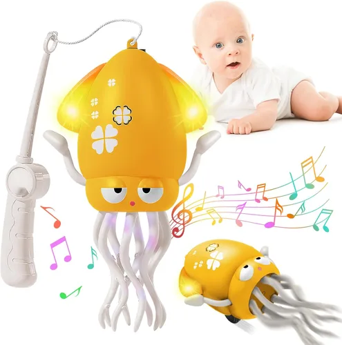 Plnmlls Juguete de pulpo bailarín, juguetes para el tiempo boca abajo, con música y luz LED, batería recargable integrada y volumen que se pueden