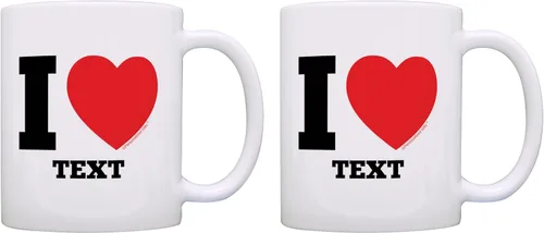 Miniatura 9 de Personalized Gifts Custom Love Gifts I Heart Add Your Text Taza de café de cerámica de 11 oz con asa 11oz - Corazón