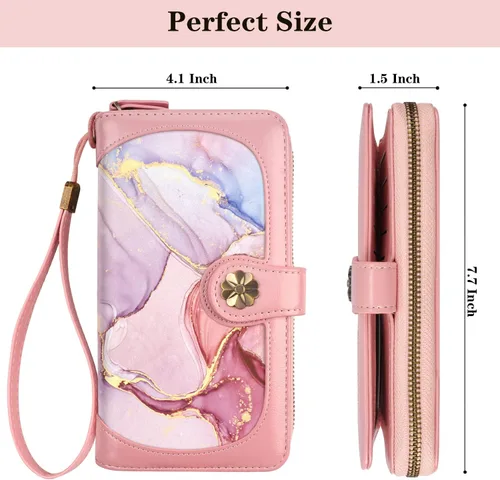 Miniatura 4 de Billeteras para mujer con múltiples tarjetero, cartera de embrague, tarjetero, organizador de tarjetas para mujer con correa para la muñeca