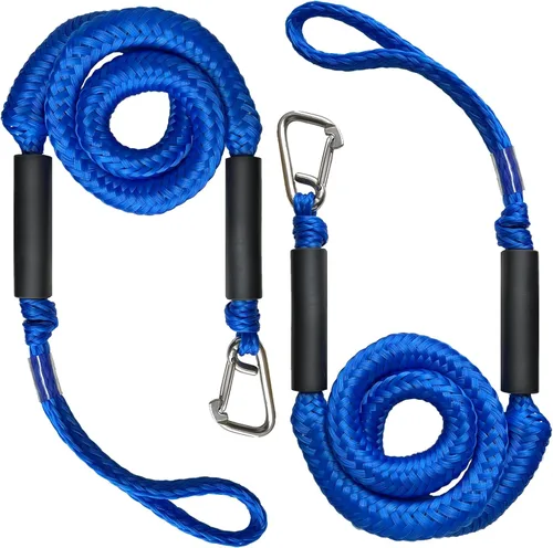 Paquete de 2 cuerdas marinas para embarcaciones de 4 pies con clip de acero inoxidable 316, accesorio de barco para moto acuática, kayak, pontón,