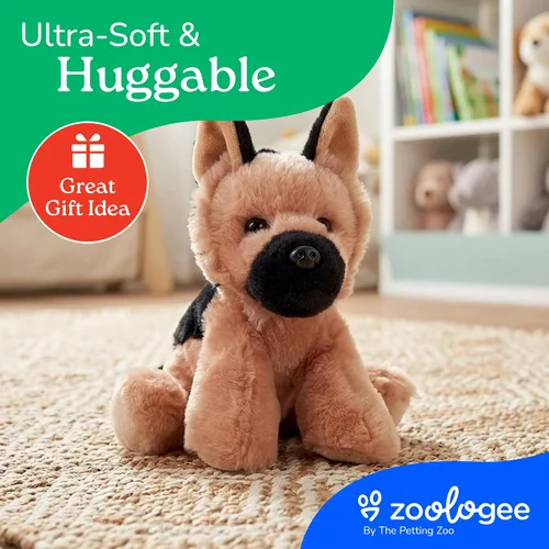 Miniatura 6 de The Petting Zoo Peluche de perro de pastor alemán, regalos para niños, juguete de peluche de perro de 9 pulgadas