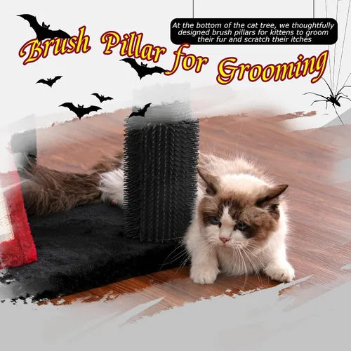 Miniatura 6 de Hey-brother Árbol gótico para gatos, de 98.4 a 110.2 pulgadas, de piso a techo, altura ajustable, torre de escalada alta para gatos grandes