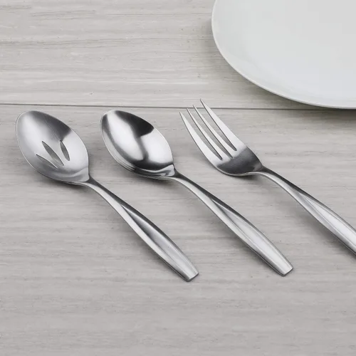Miniatura 3 de Gourmet Settings - Juego de cubiertos de anfitriona de 5 piezas - Colección Beam - Juego de cubiertos de acero inoxidable pulido - Utensilios