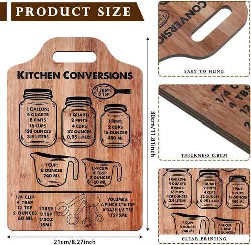 Miniatura 2 de Tabla de conversión de cocina rústica, arte de pared de madera, tabla de conversión de medidas, letrero decorativo, utensilios de cocina, utensilios