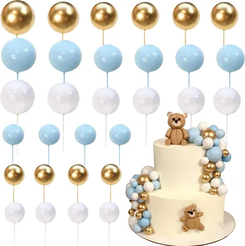 Miniatura 32 de 24 piezas de adornos para pastel con bolas, adornos para cupcakes, bolas de espuma con forma de pastel, púas de pastel con forma de bola, globos