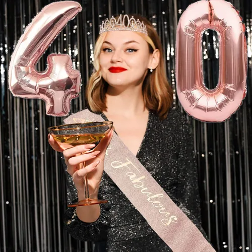 Miniatura 126 de Decoraciones de cumpleaños de 30 años para ella, banda y corona de cumpleaños de 30 años, adorno para pastel de cumpleaños y velas, tarjeta