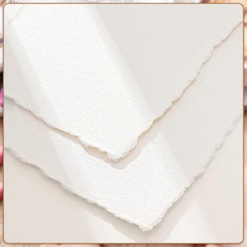 Miniatura 3 de 50 hojas de papel con borde deshilachado de 2 x 3.5 pulgadas, 160 g/m² Papel hecho a mano con textura áspera para acuarela, ideal para invitaciones