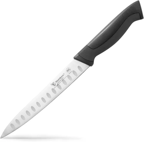 Cuchillo rebanador de 8 pulgadas con borde Granton, negro, serie DT-40 negro / negro