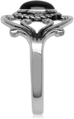 Miniatura 3 de Silvershake Bezel Set Cabochon Gemstone Surrounded by Twisted Rope White Gold Plated 925 Sterling Silver Victorian Style Ring