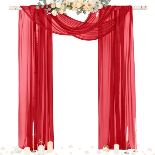 Miniatura 14 de Socomi Tela Transparente de Terracota para Decoración de Bodas Otoñales, Tela de Drapeado 29" x 20 Pies, 1 Panel, Cortina para Arco Exterior