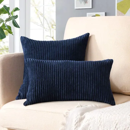 Miniatura 260 de Artscope Fundas de Almohada de Pana a Rayas Acogedoras Súper Suaves Decorativas Cuadradas Fundas de Cojín para Sofá Sillón Dormitorio Decoración