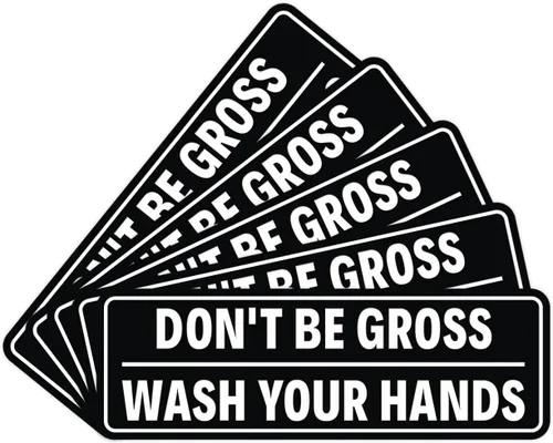 Miniatura 34 de Letrero estándar para puerta o pared, diseño de "Don't Be Gross ("Wash Your Hands"), color negro, mediano